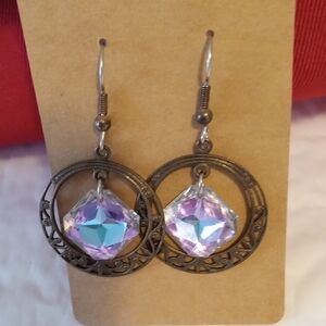 Swarovski Purple Crystal Dangle Earrings